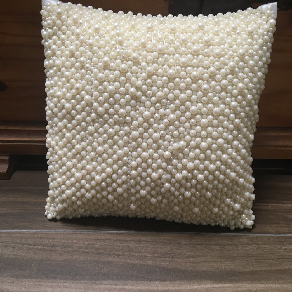 12x12 Pearl Embellished Pillow - Picture 3 of 5